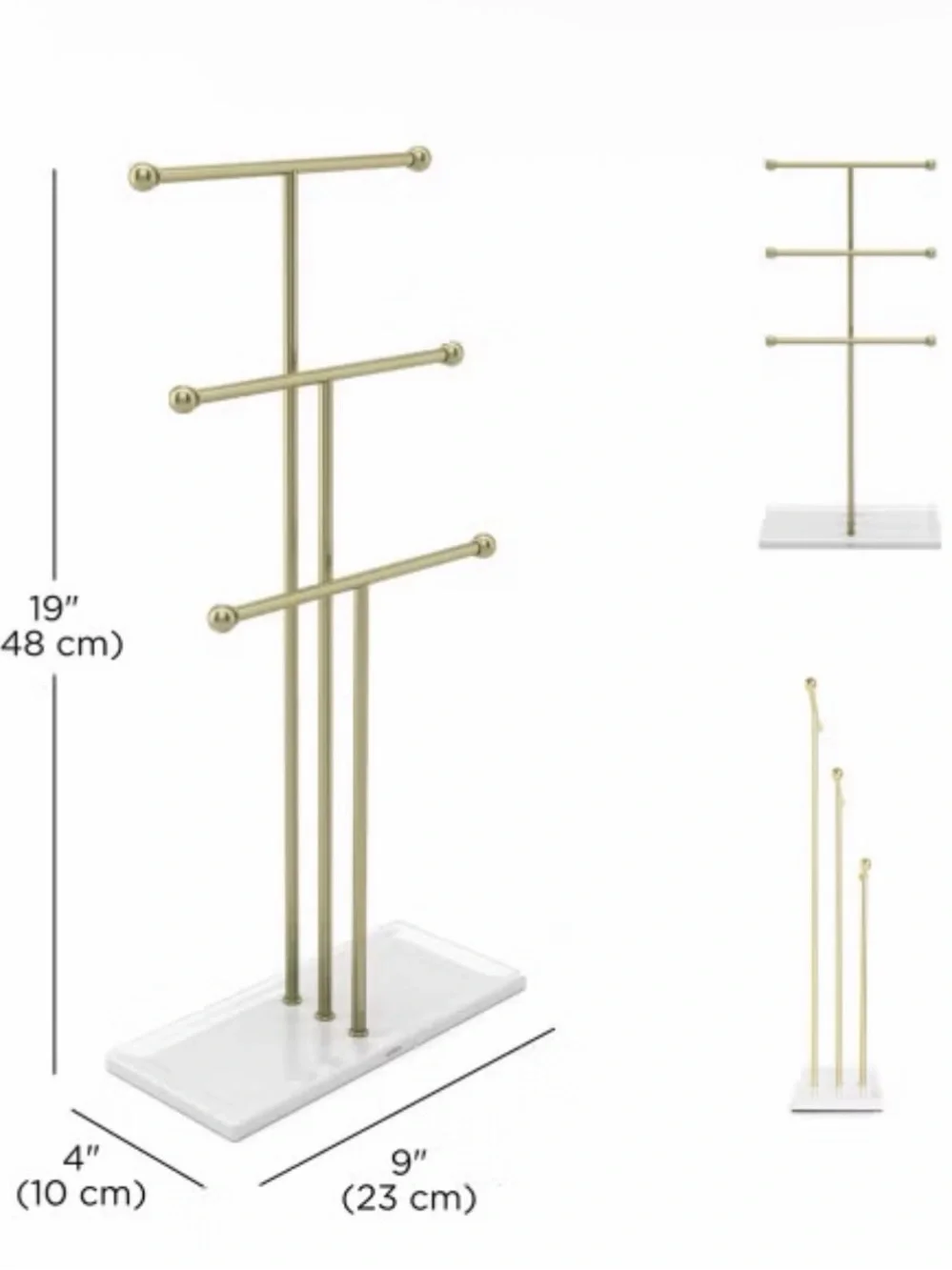 Umbra Gold Jewelry Stand with White Tray Organizer